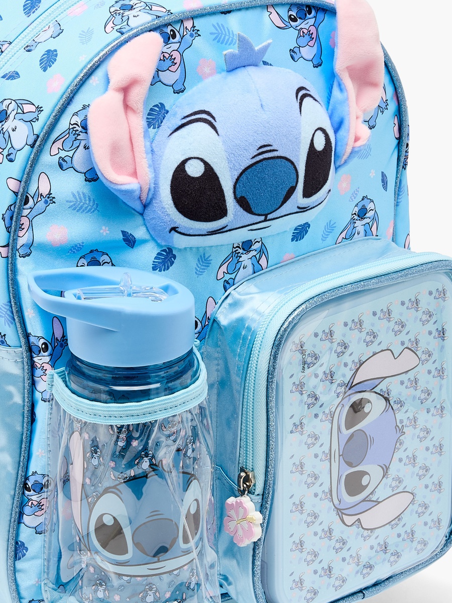 Stitch Print 3-Piece School Trolley Bag Set with Lunch Box - 14 inches