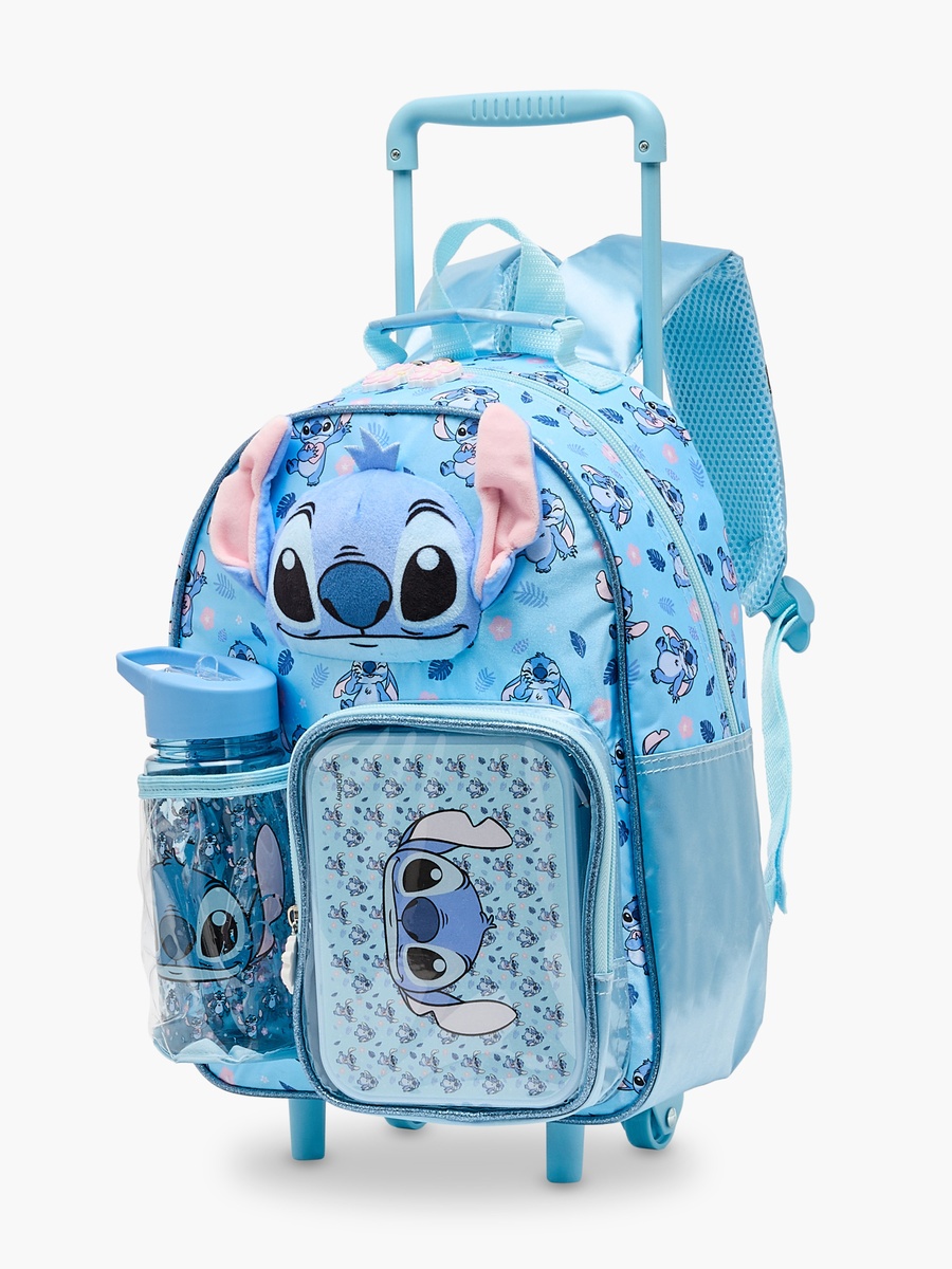 Stitch Print 3-Piece School Trolley Bag Set with Lunch Box - 14 inches