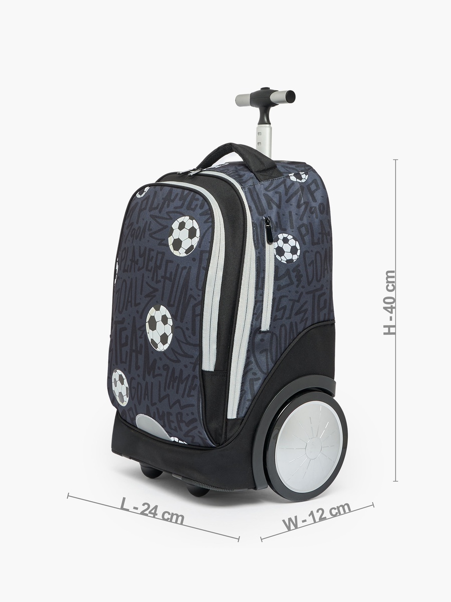 Football 3-Piece School Trolley Bag Set with Lunch Bag - 18 inches