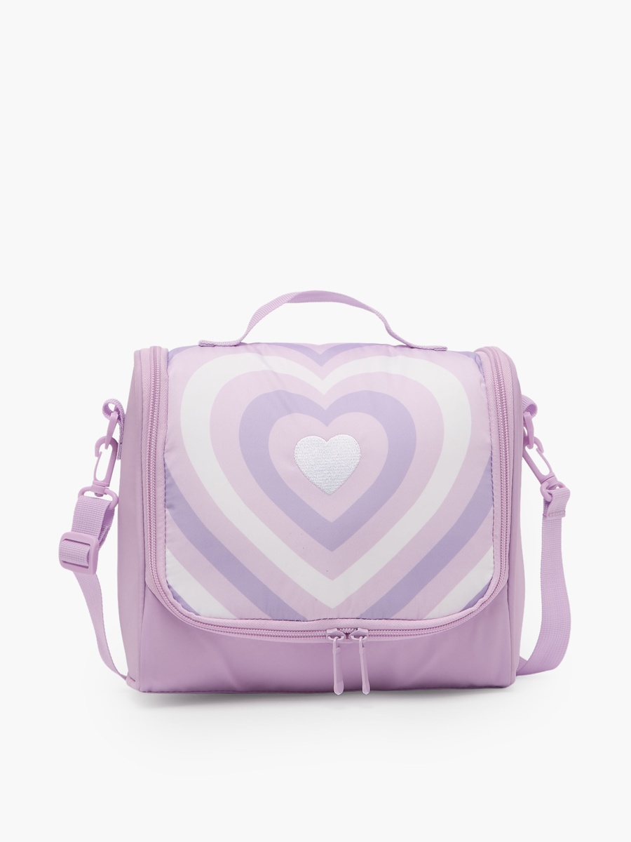Heart Print 3-Piece School Trolley Bag Set with Lunch Bag - 18 inches