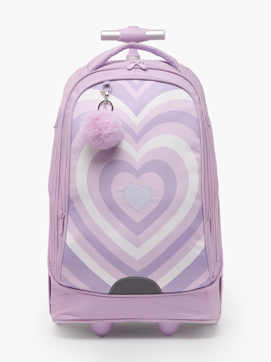 Heart Print 3-Piece School Trolley Bag Set with Lunch Bag - 18 inches