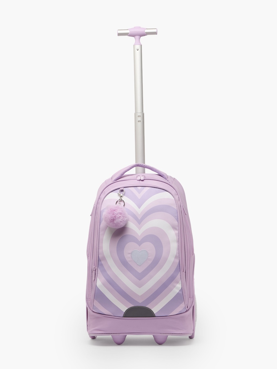 Heart Print 3-Piece School Trolley Bag Set with Lunch Bag - 18 inches