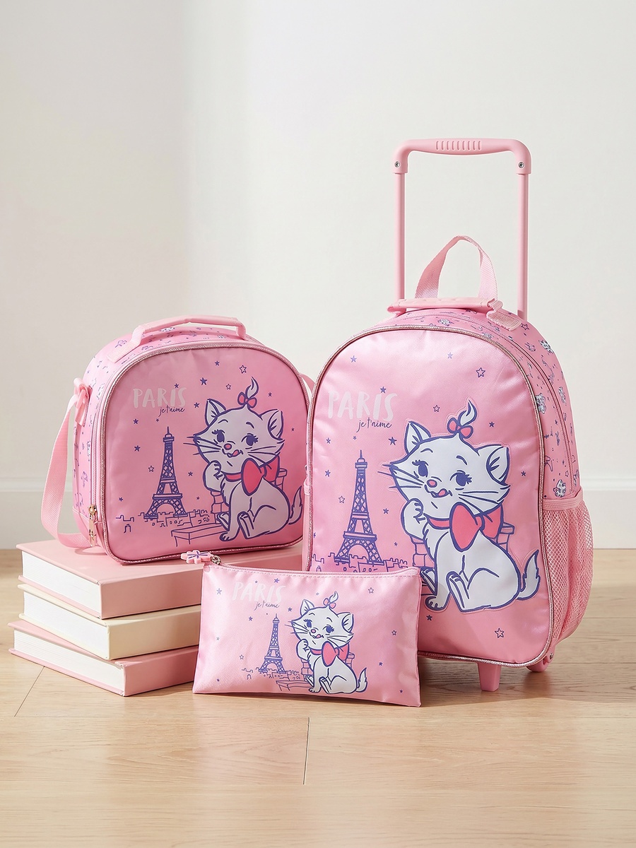 Marie Print 3-Piece School Trolley Bag Set with Lunch Bag - 14 inches