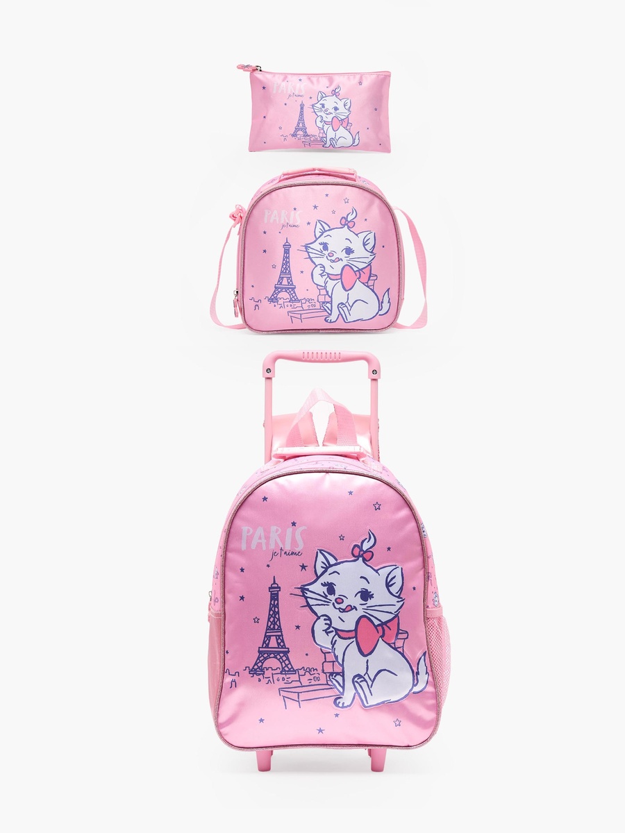 Marie Print 3-Piece School Trolley Bag Set with Lunch Bag - 14 inches