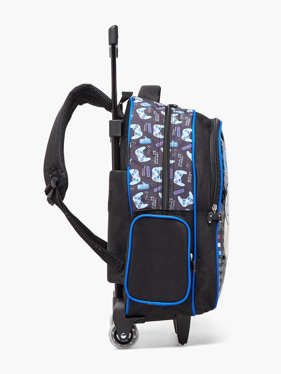 Game Print 5-Piece School Trolley Bag Set with Lunch Bag - 16 inches