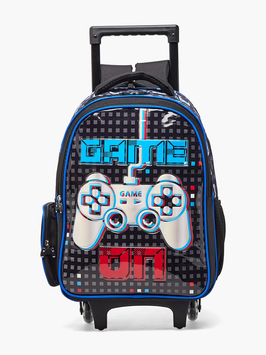 Game Print 5-Piece School Trolley Bag Set with Lunch Bag - 16 inches