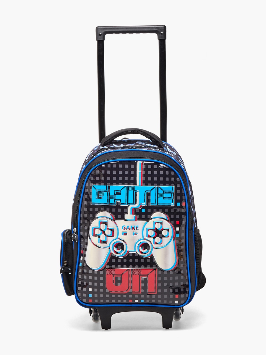 Game Print 5-Piece School Trolley Bag Set with Lunch Bag - 16 inches