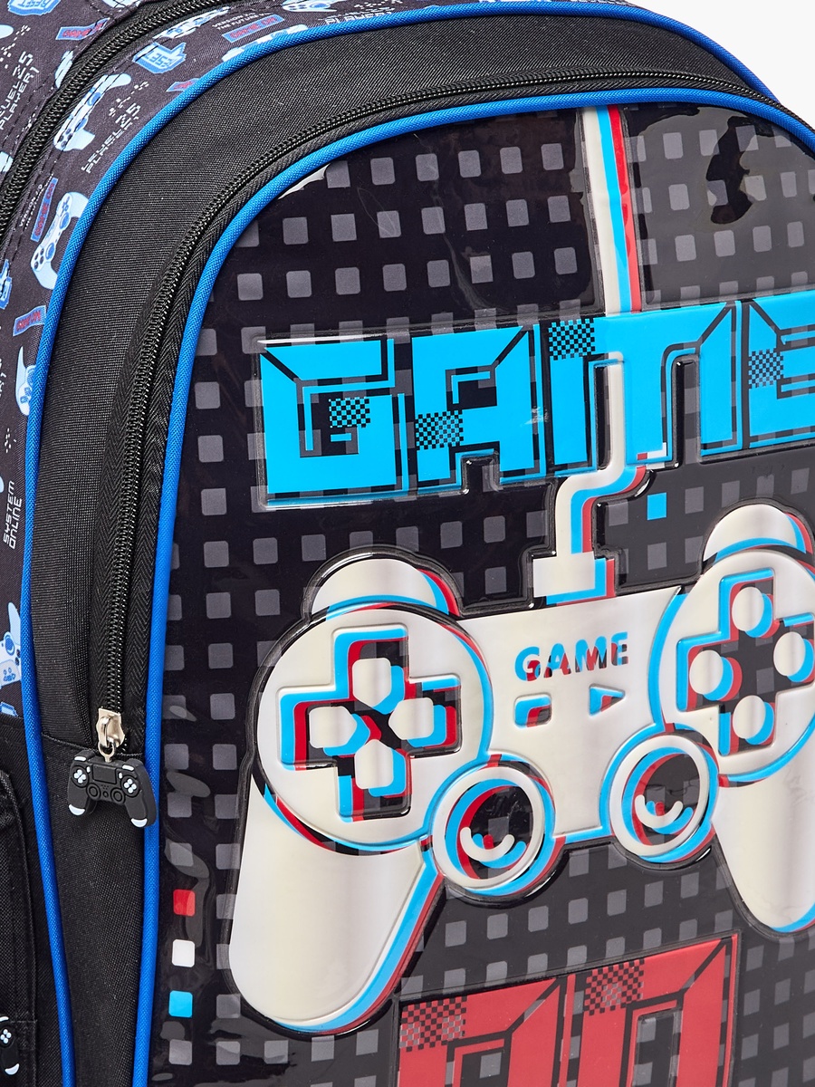 Game Print 5-Piece School Trolley Bag Set with Lunch Bag - 16 inches