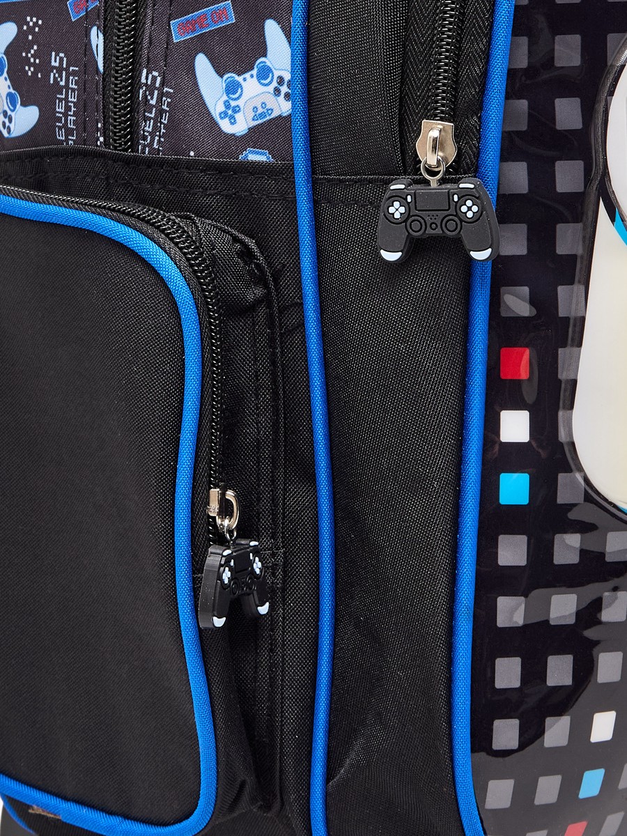 Game Print 5-Piece School Trolley Bag Set with Lunch Bag - 16 inches