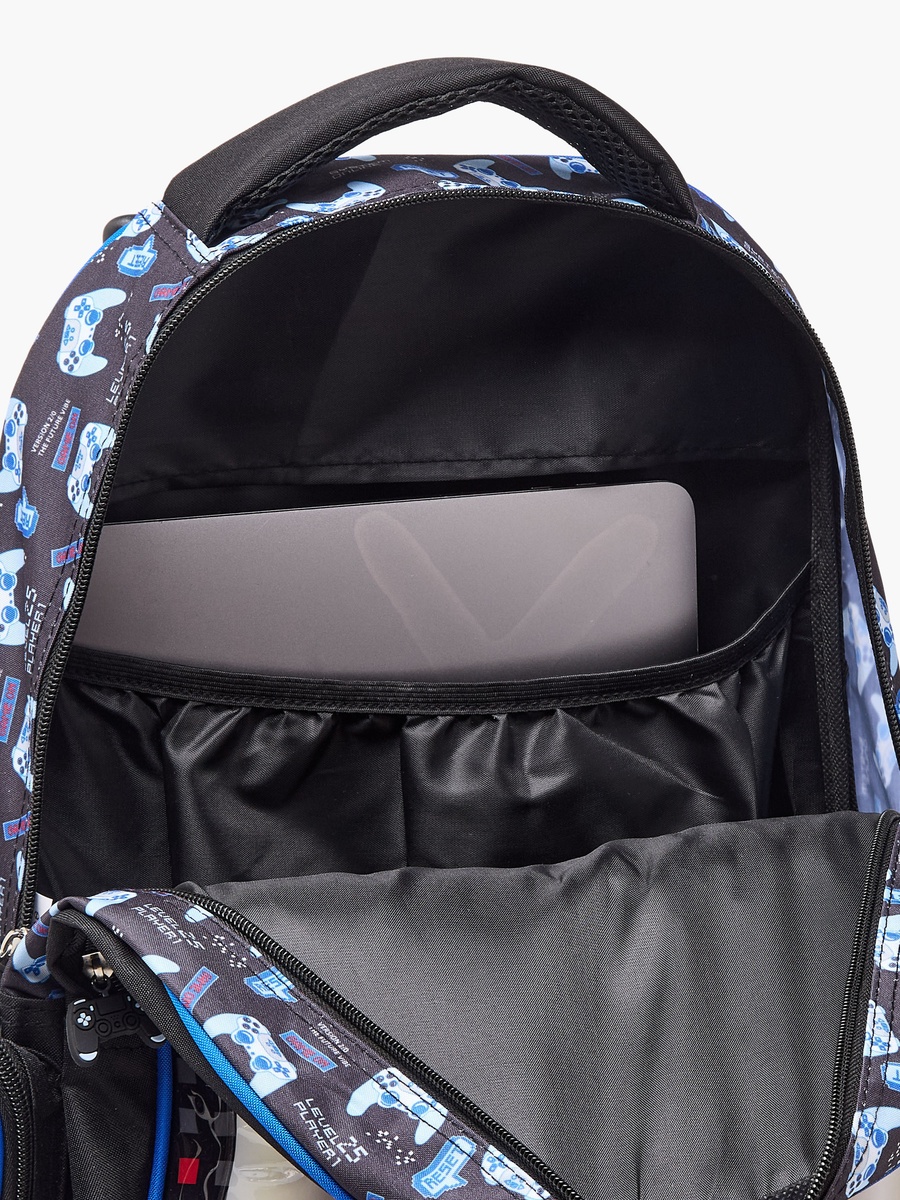 Game Print 5-Piece School Trolley Bag Set with Lunch Bag - 16 inches