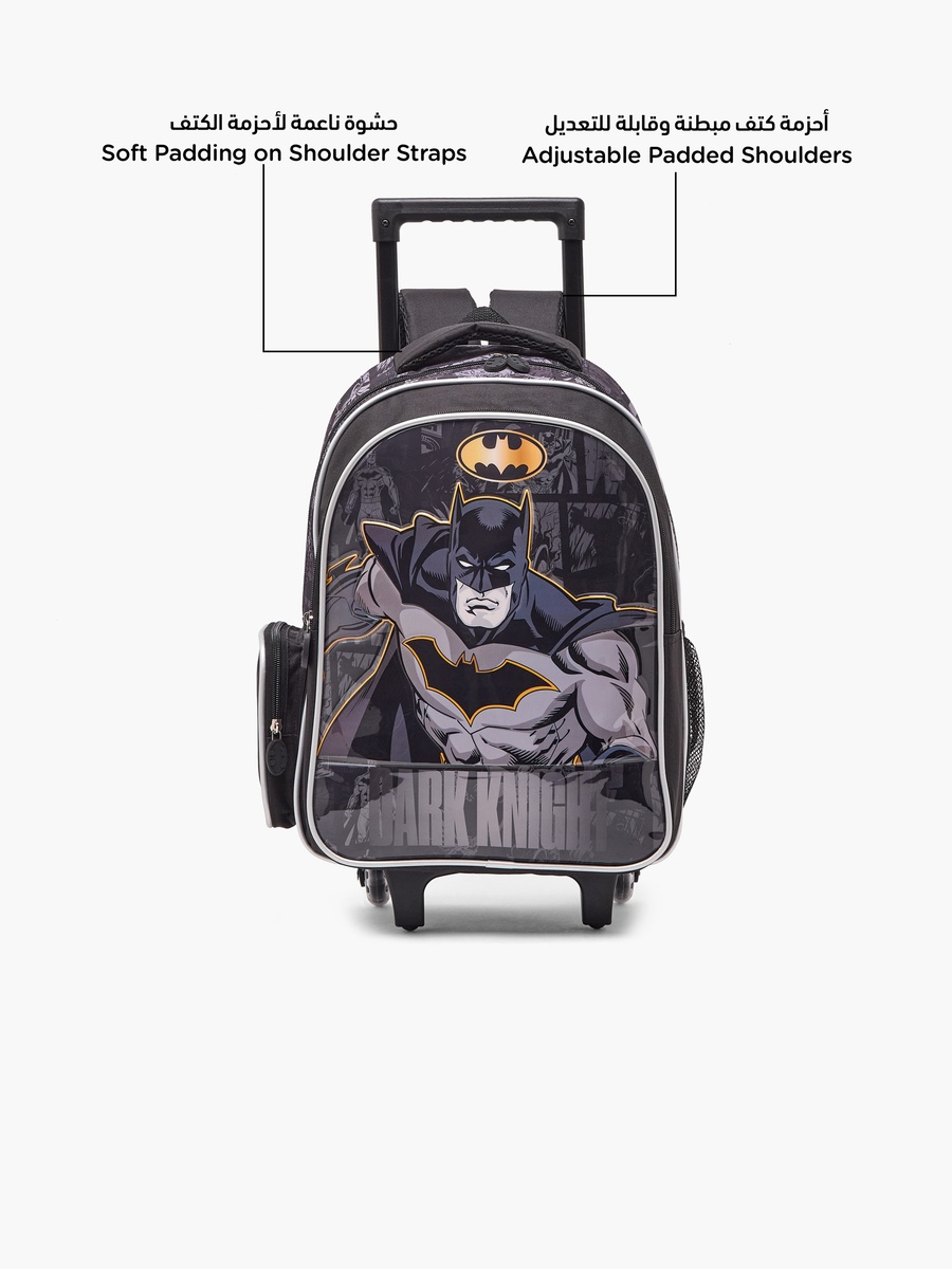 Batman Print 5-Piece School Trolley Bag Set with  Lunch Bag - 16 inches
