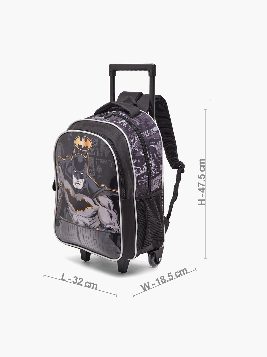 Batman Print 5-Piece School Trolley Bag Set with  Lunch Bag - 16 inches