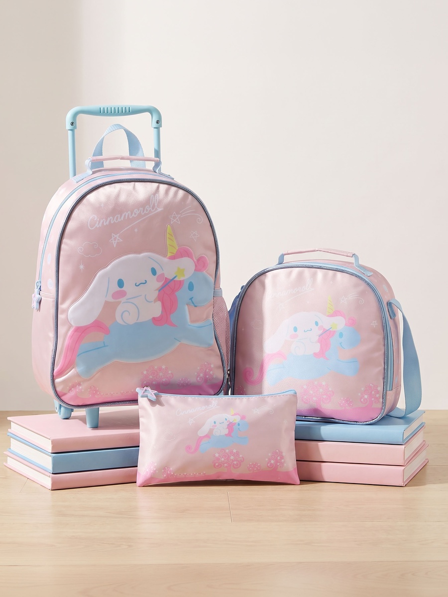 Cinnamoroll 3-Piece School Trolley Bag Set with Lunch Bag - 14 inches