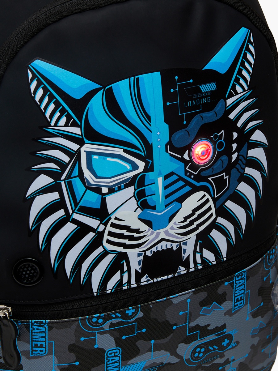 Cyber Tiger Print Trolley Bag with Durable Wheels - 16 inches