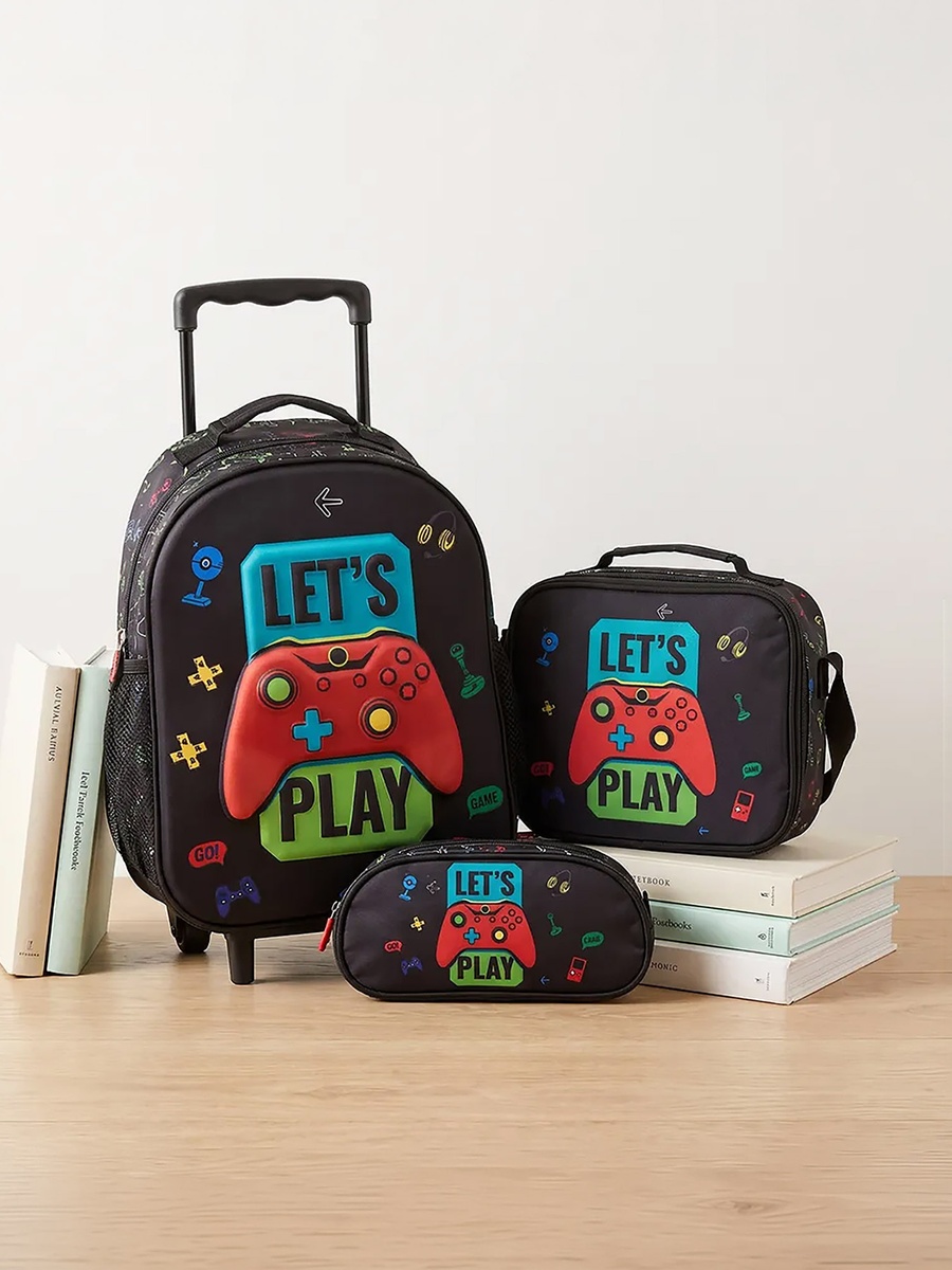 Gaming Print Trolley Bag with Wheels - 14 inches
