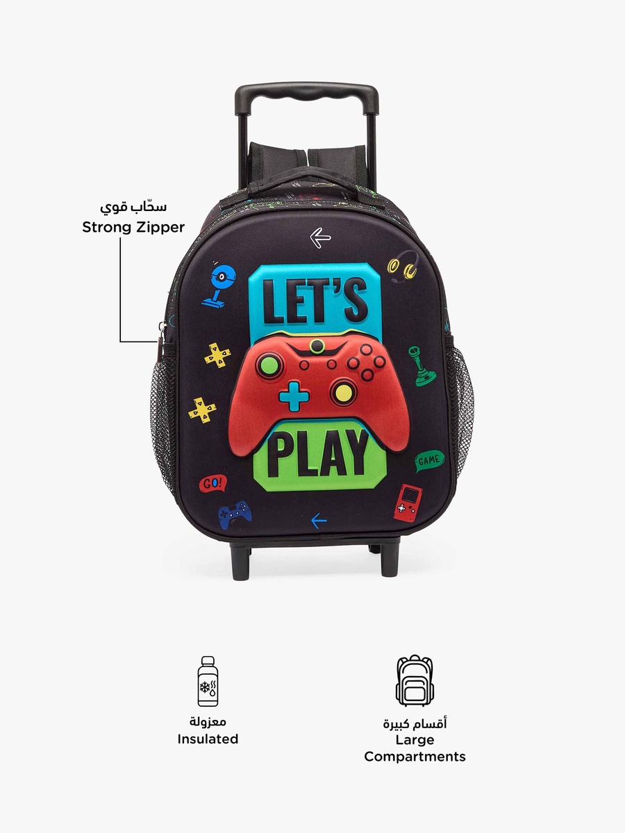 Gaming Print Trolley Bag with Wheels - 14 inches