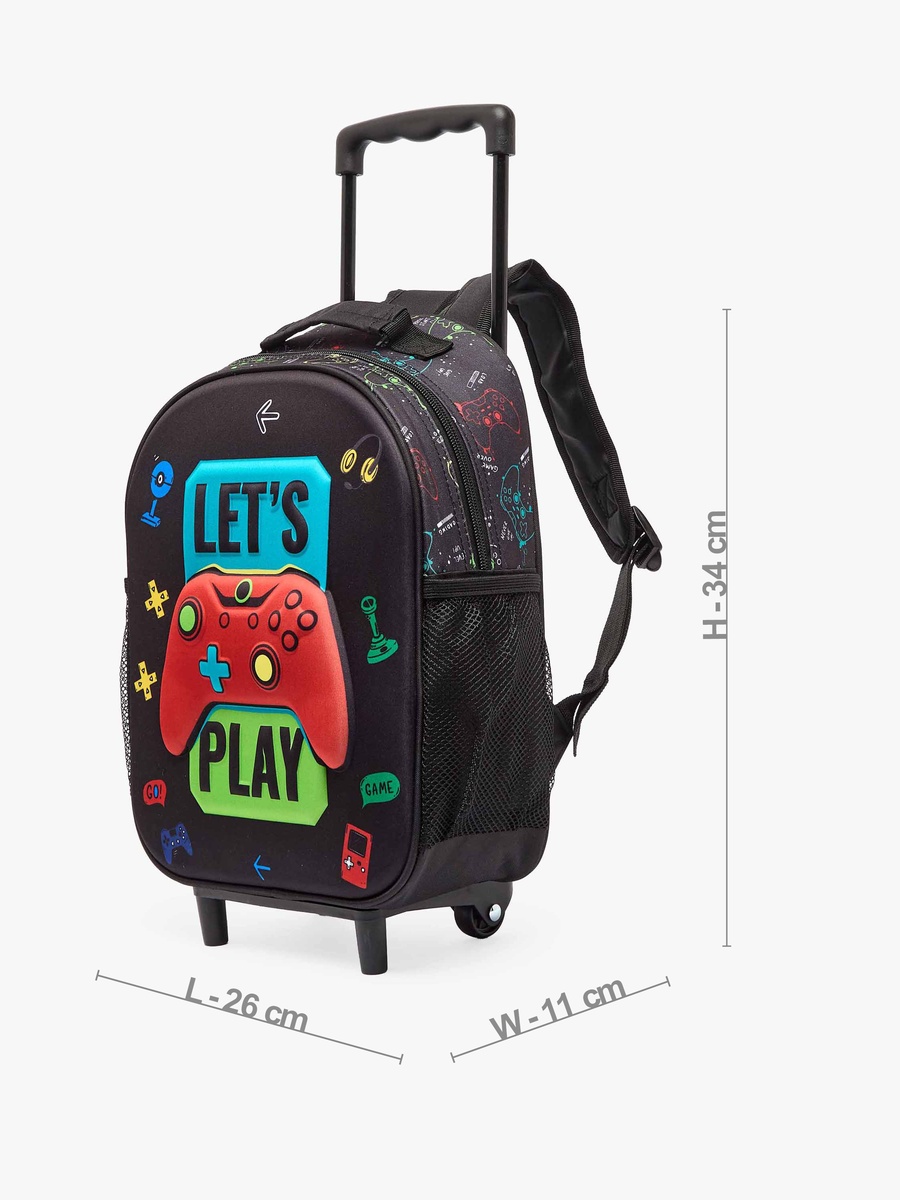 Gaming Print Trolley Bag with Wheels - 14 inches