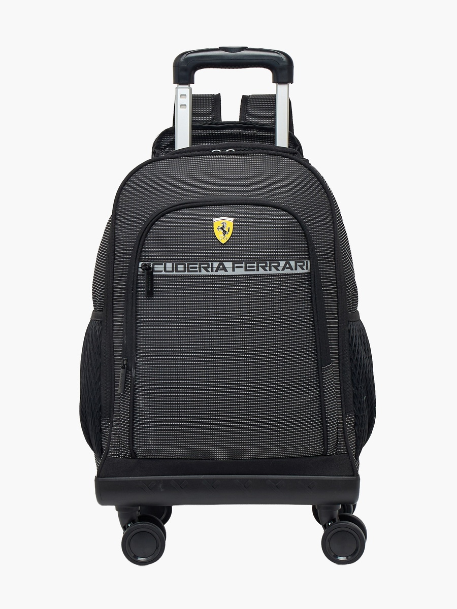 Logo Textured Trolley Bag with Durable Wheels - 18 inches