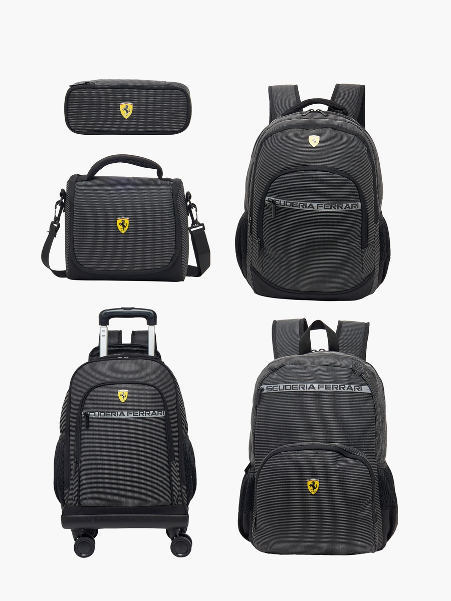 Logo Textured Trolley Bag with Durable Wheels - 18 inches