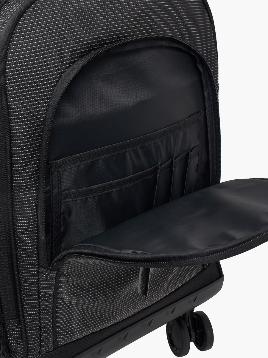 Logo Textured Trolley Bag with Durable Wheels - 18 inches