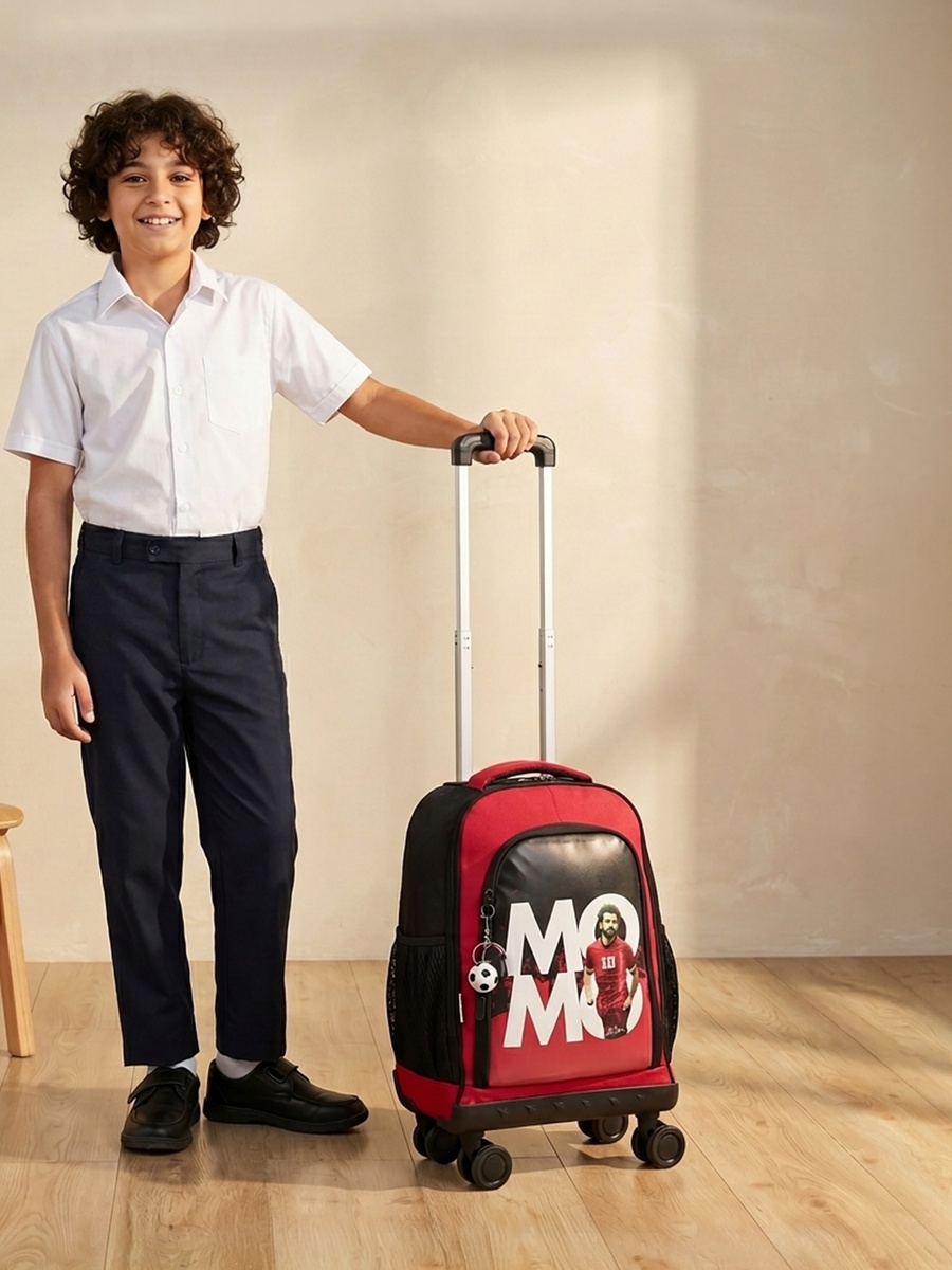 Mo Salah Print Trolley Bag with Durable Wheels - 18 inches