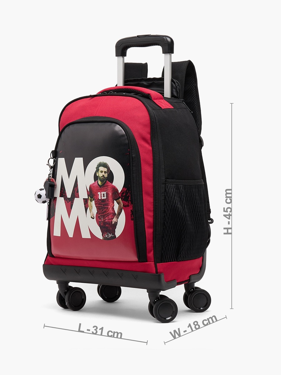 Mo Salah Print Trolley Bag with Durable Wheels - 18 inches