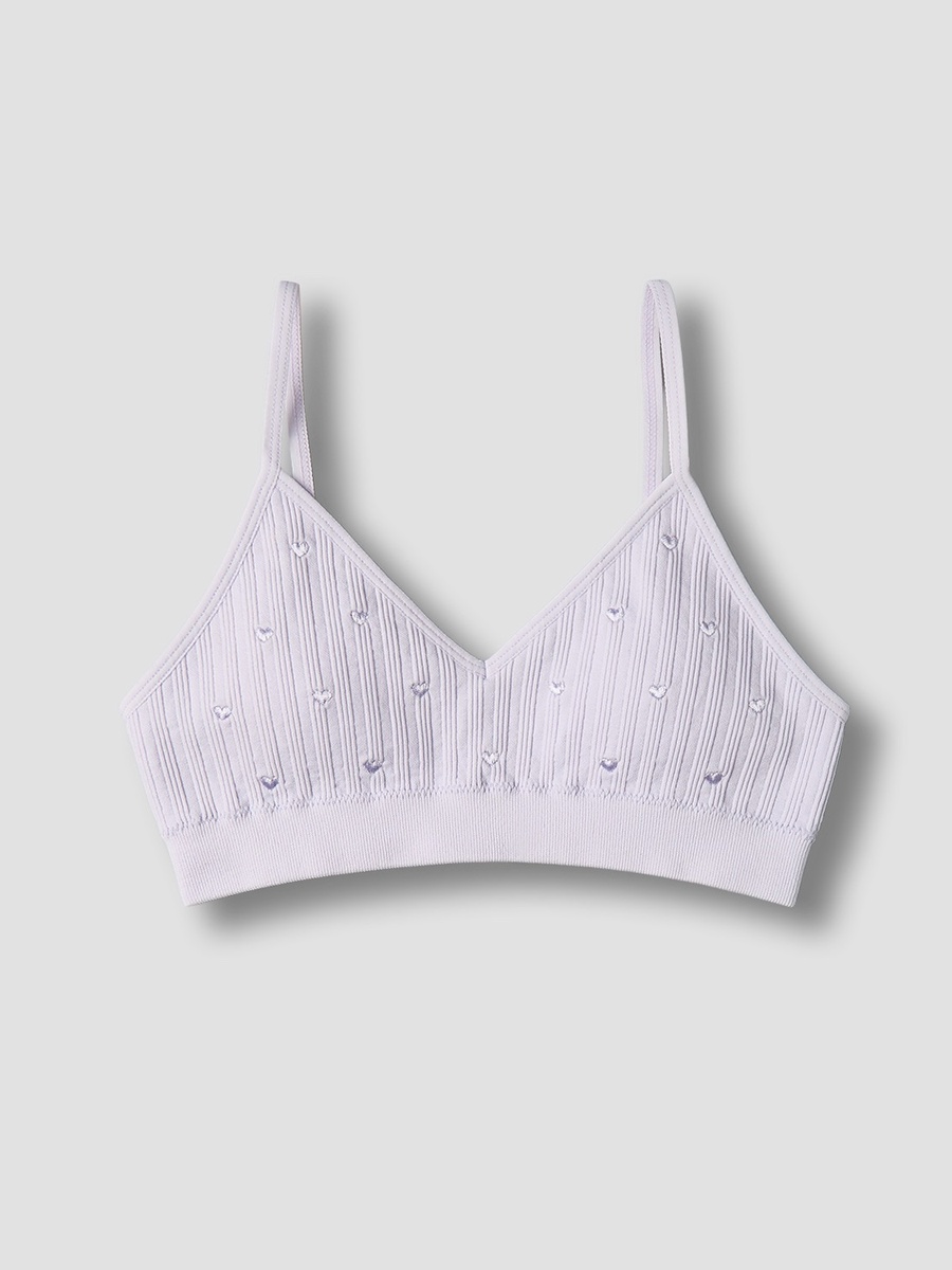 Cotton Trainer Bra with Heart Embroidery