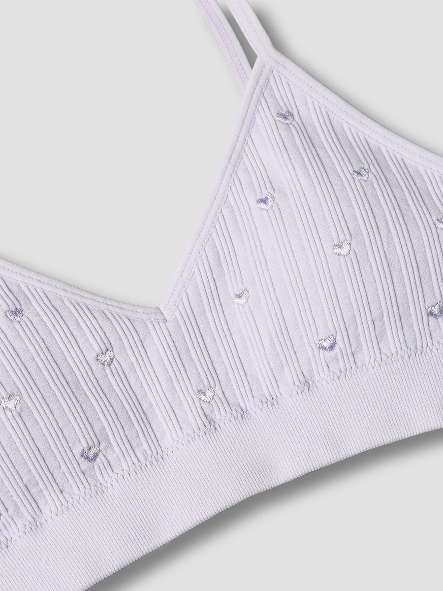 Cotton Trainer Bra with Heart Embroidery