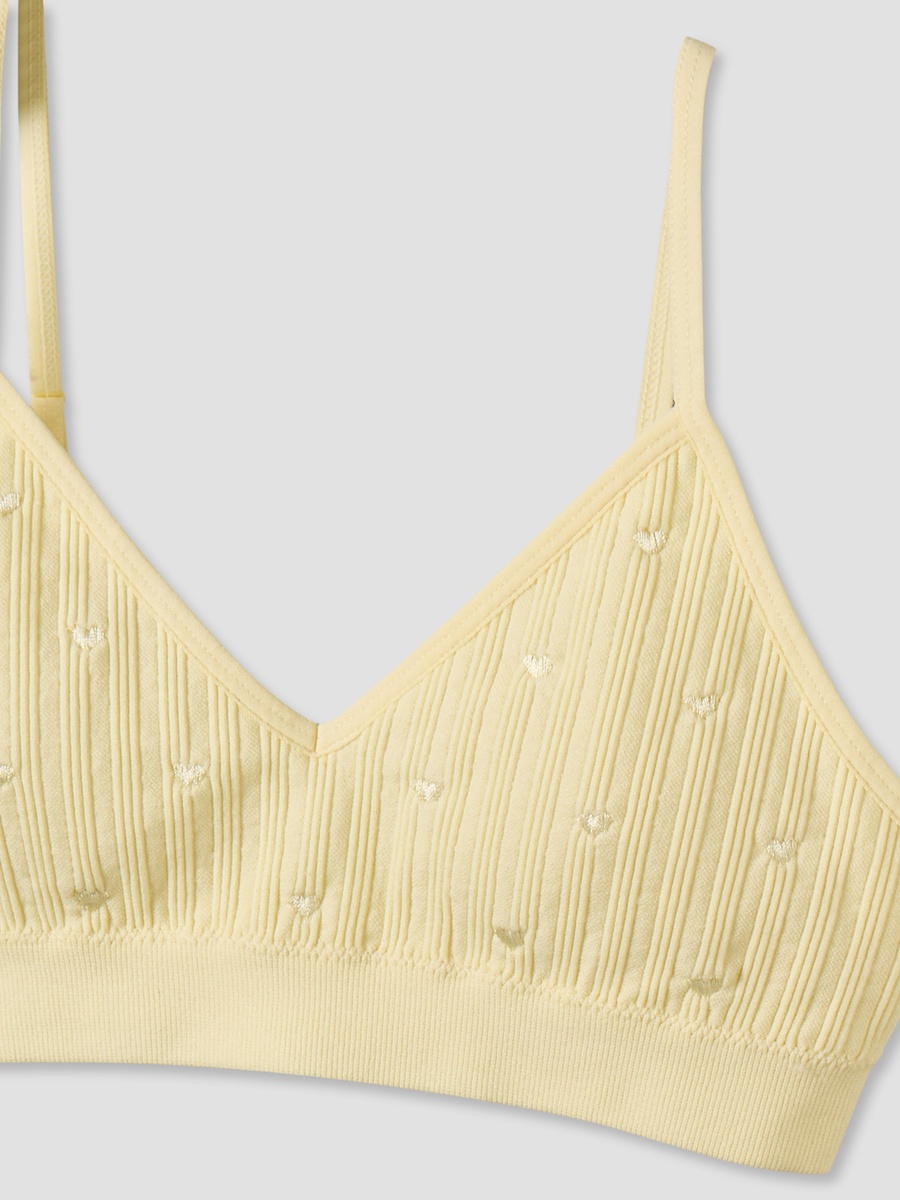 Cotton Trainer Bra with Heart Embroidery