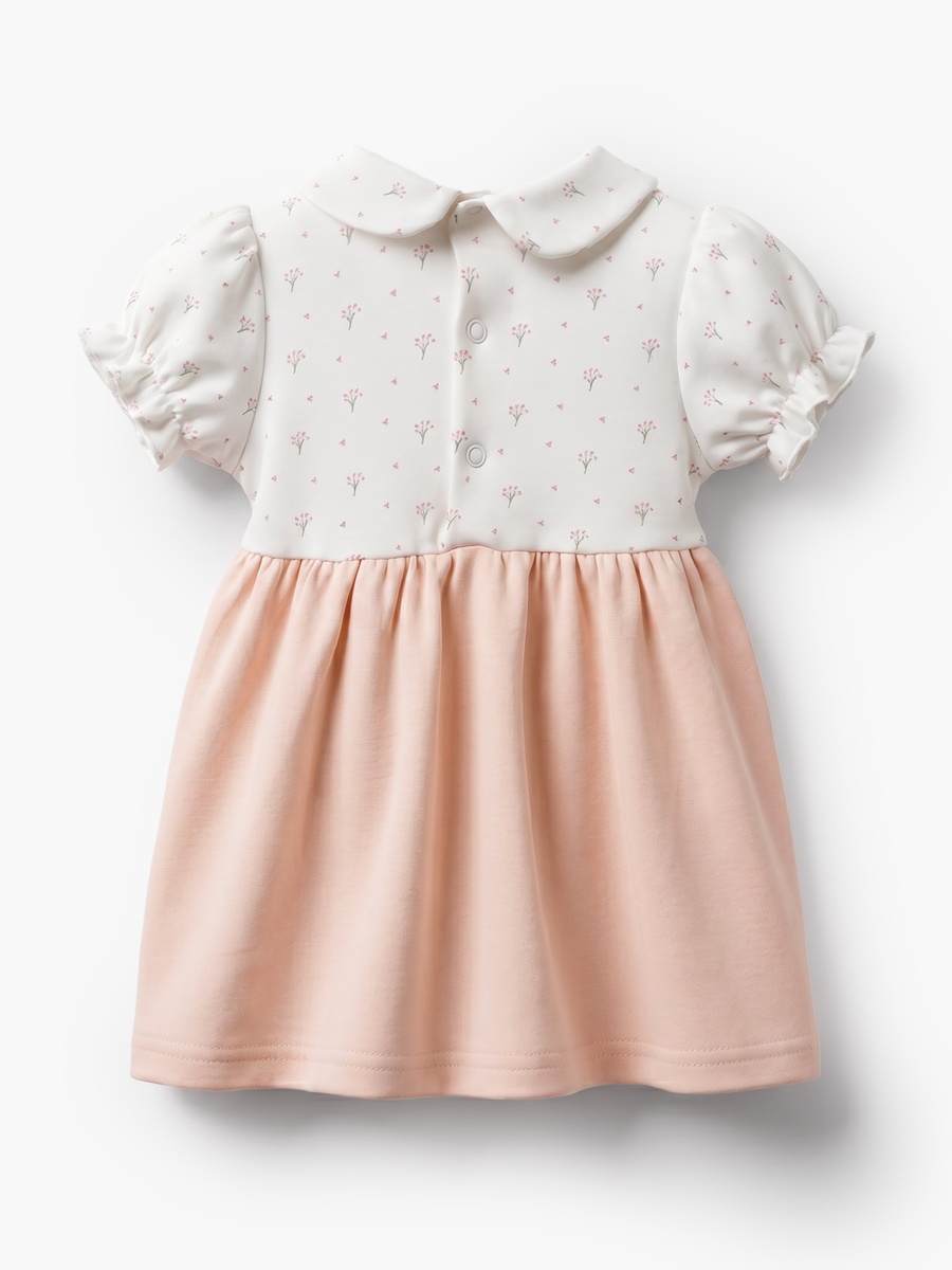 Round Neck Short Sleeves Knee Length A-Line Dress with Floral Print