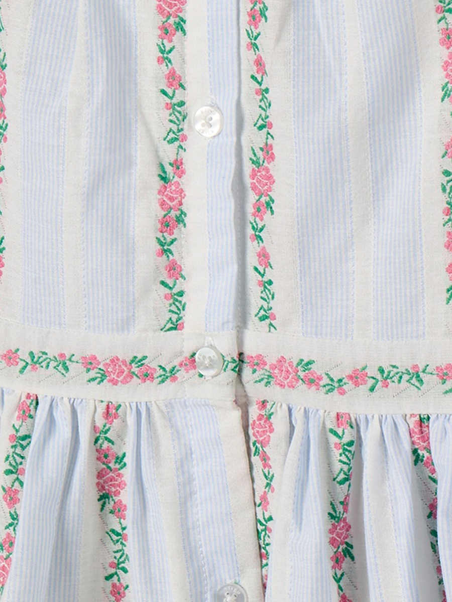 Round Neck Sleeveless Knee Length A-Line Dress with Floral Embroidery