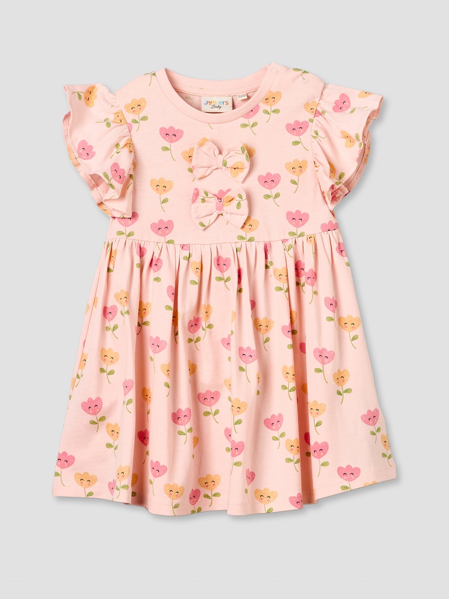 Round Neck Sleeveless Knee Length A-Line Dress with Floral Print