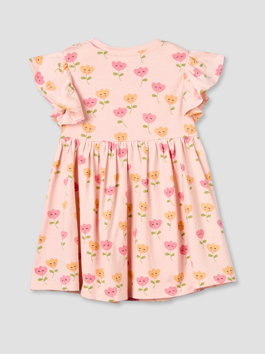 Round Neck Sleeveless Knee Length A-Line Dress with Floral Print