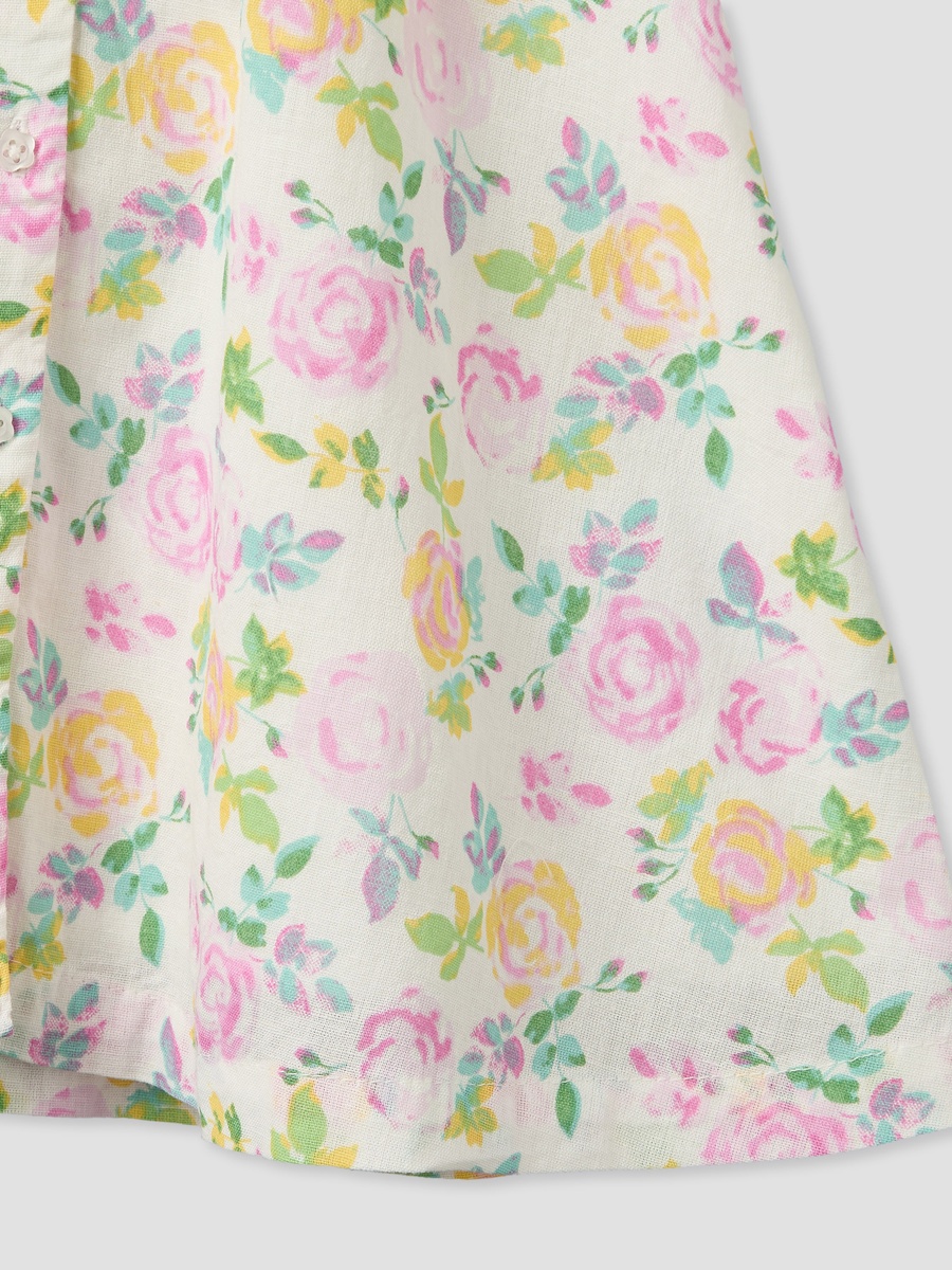 Sailor Collar Short Sleeves Knee Length Dress with Floral Print