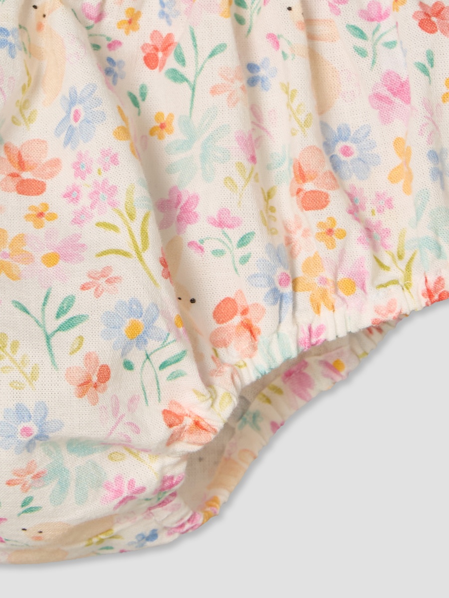 Round Neck Short Sleeves Knee Length A-Line Dress with Bloomers
