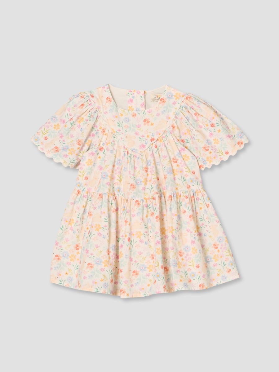 Round Neck Short Sleeves Knee Length A-Line Dress with Bloomers