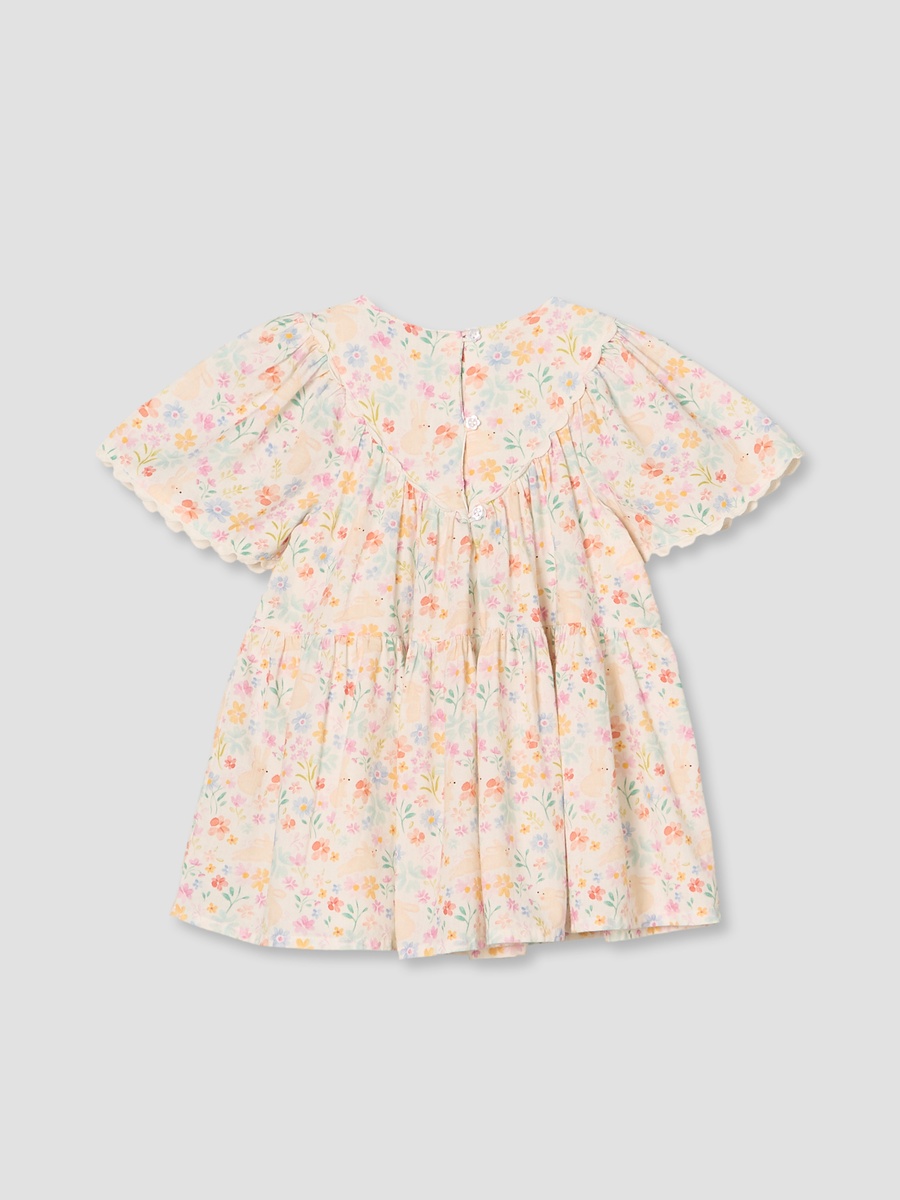 Round Neck Short Sleeves Knee Length A-Line Dress with Bloomers