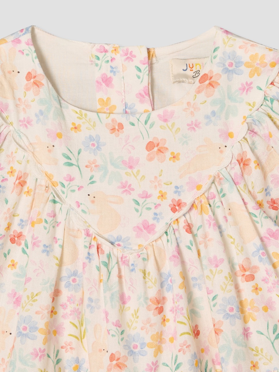 Round Neck Short Sleeves Knee Length A-Line Dress with Bloomers