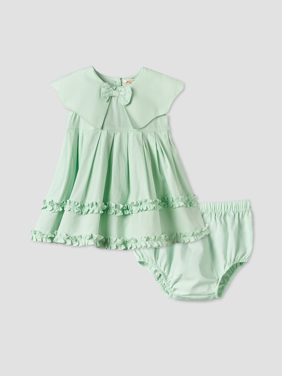 Collared Sleeveless Knee Length Dress with Bloomers