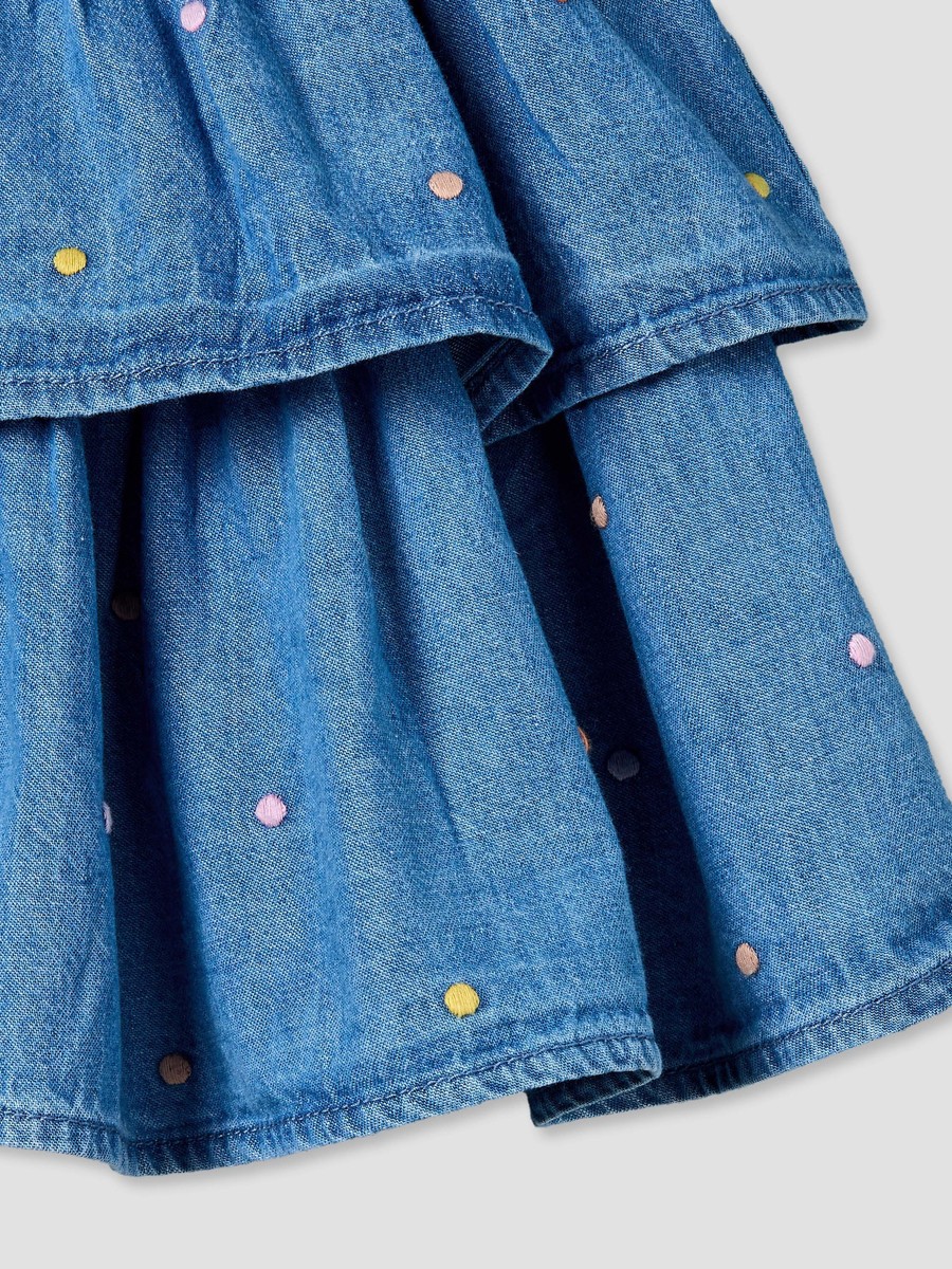 Round Neck Sleeveless Knee Length Denim Dress with Headband