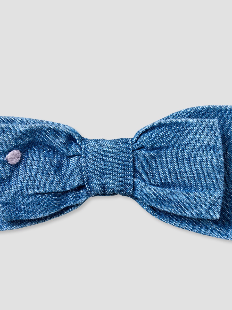 Round Neck Sleeveless Knee Length Denim Dress with Headband