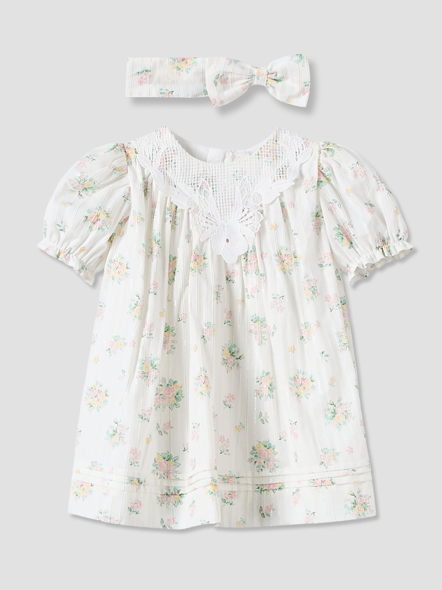 Round Neck Short Sleeves Knee Length A-Line Dress with Headband