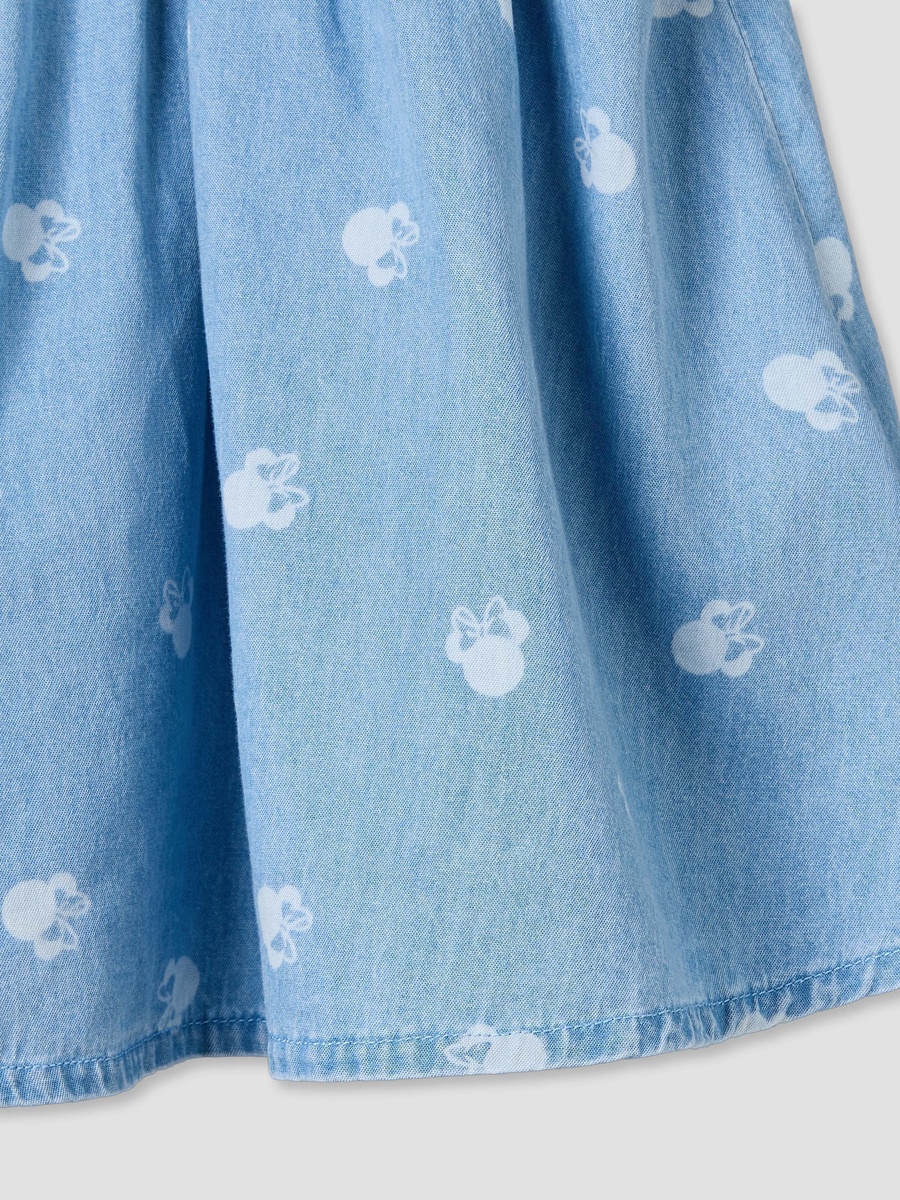 Peter Pan Collar Short Sleeves Knee Length Dress with Minnie Mouse Print