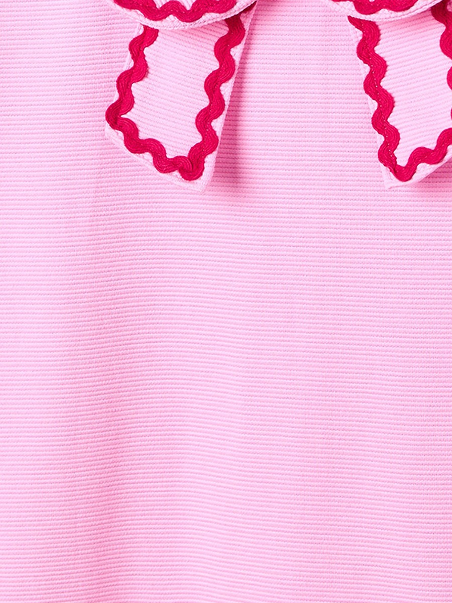 Peter Pan Collar Short Sleeves Knee Length A-Line Dress with Pockets