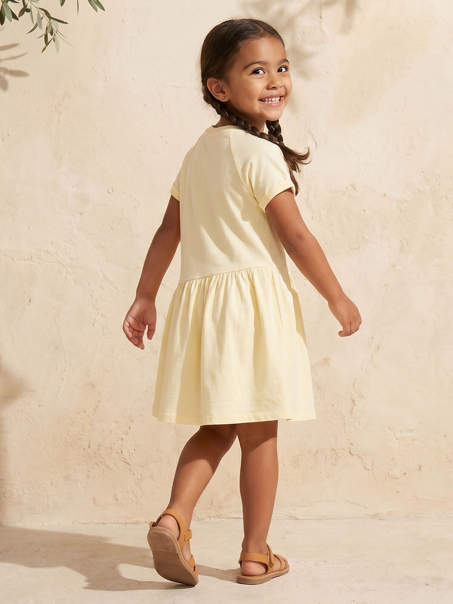 Round Neck Short Sleeves Knee Length A-Line Dress with Jamal the Camel Print
