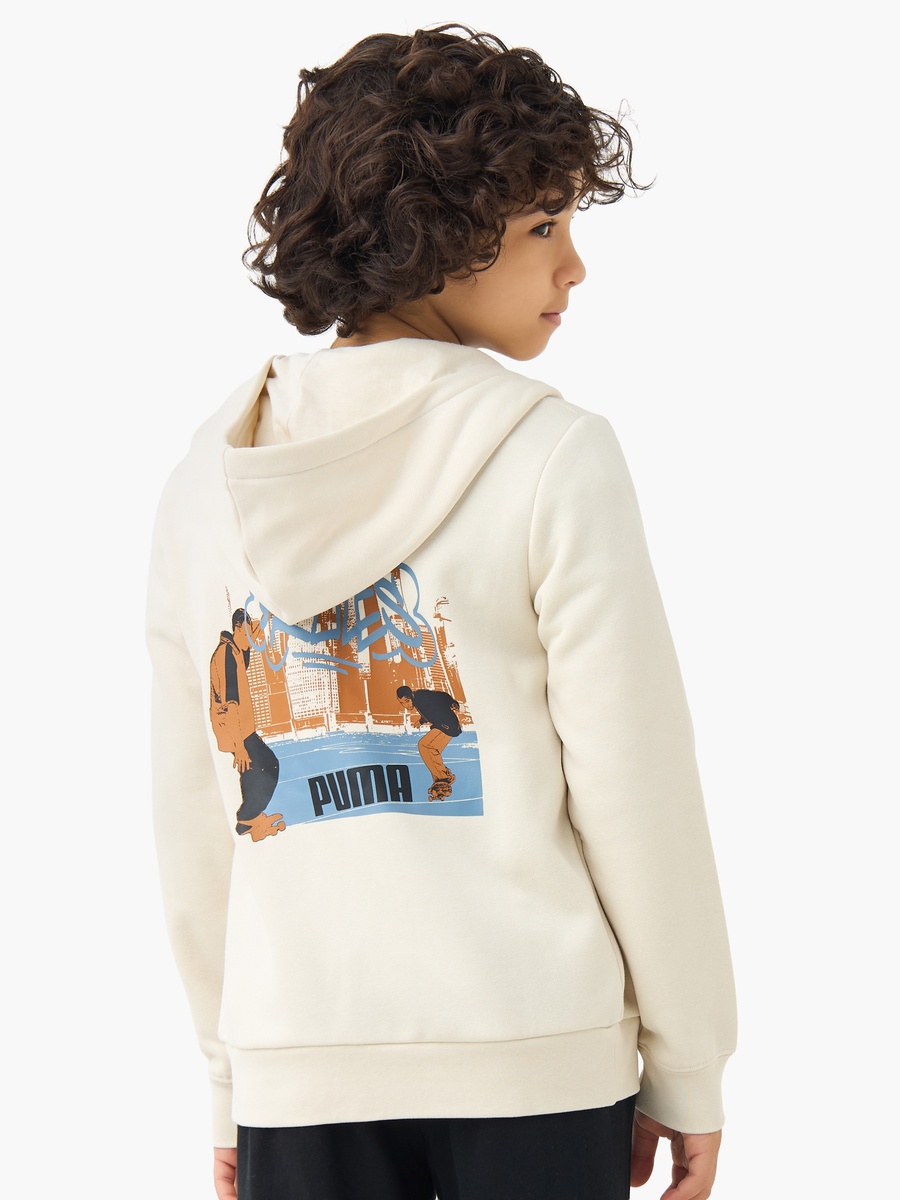 Boys Cotton Hooded Neck Sweatshirt with Zip Closure and Long Sleeves