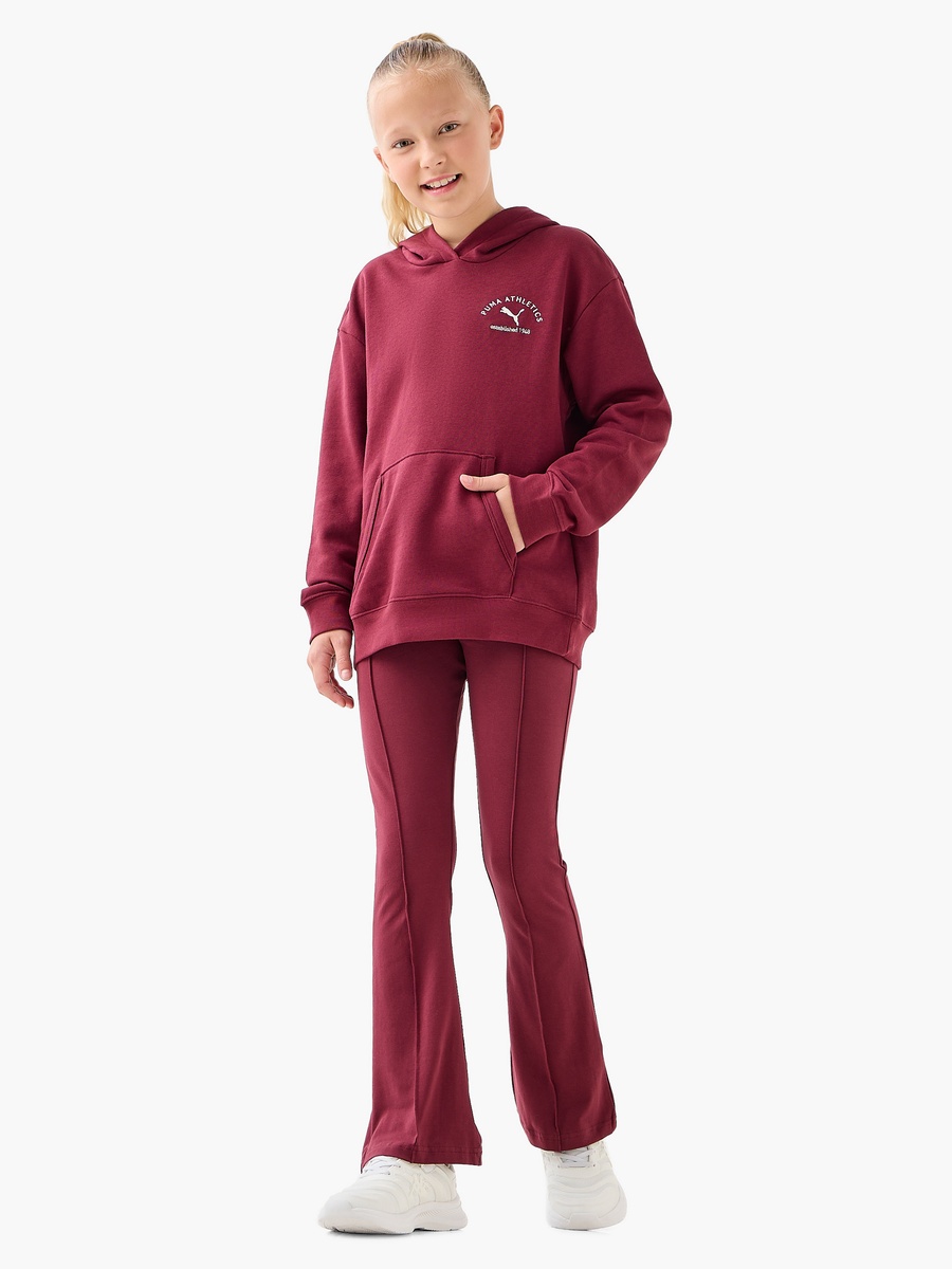 Girls Cotton Hooded Sweatshirt with Embroidered Logo and Long Sleeves