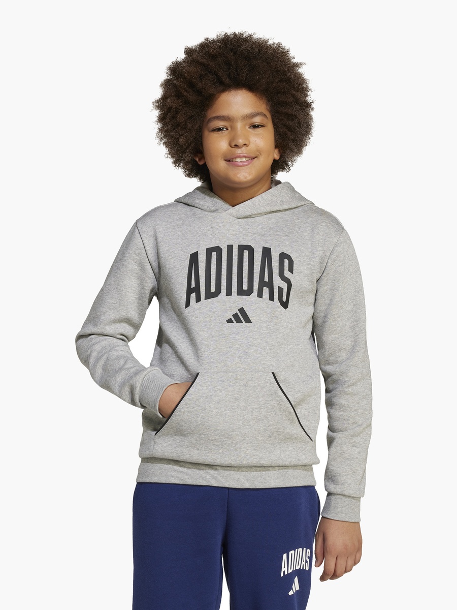 Boys Hooded Sweatshirt with Logo Print and Long Sleeves