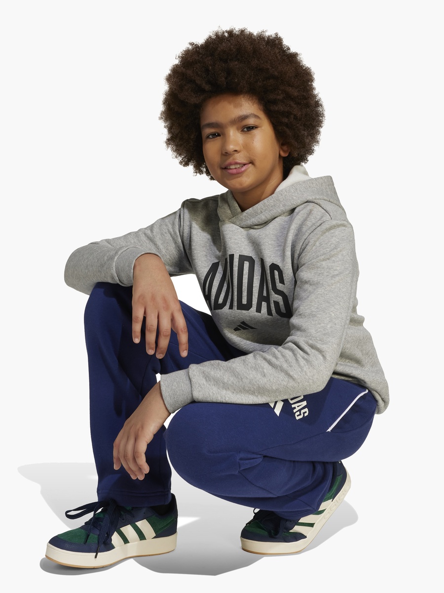 Boys Hooded Sweatshirt with Logo Print and Long Sleeves