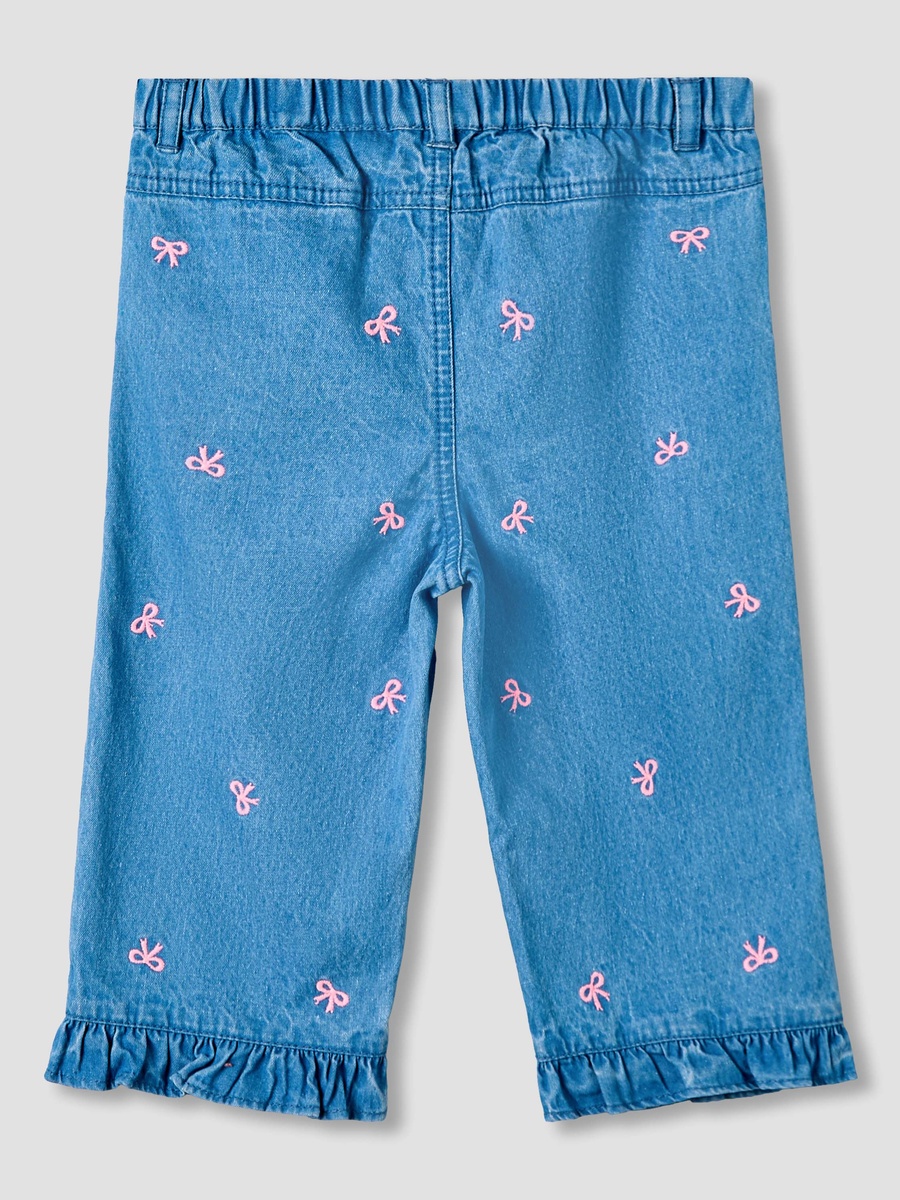 Jeans with Bow Embroidery